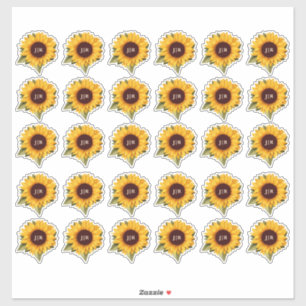 Adesivo de Selagem de Envelope de Girassol Rústico