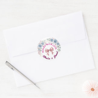Adesivo de Selagem de Envelope de Noiva Floral Azu