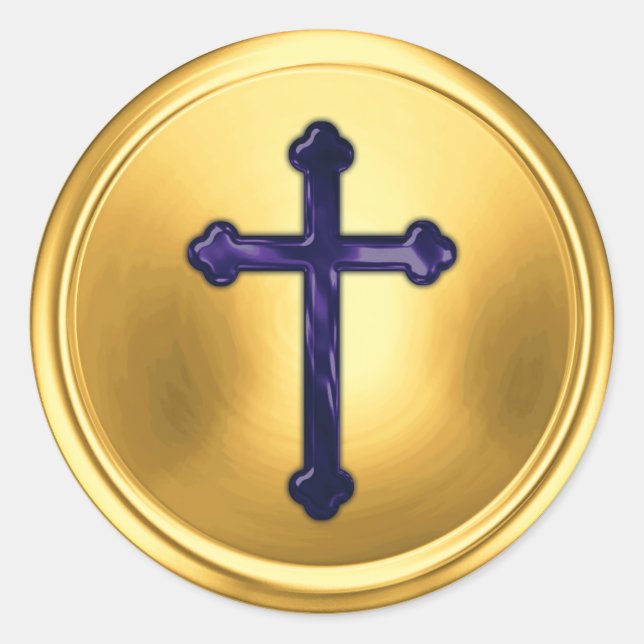 Adesivo de Selagem de Envelope Dourado com Cruz Az (Frente)