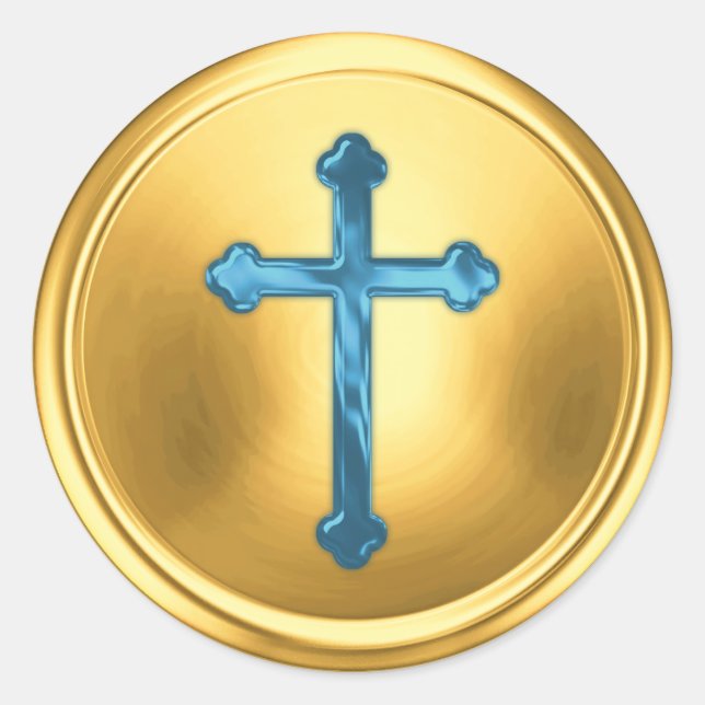 Adesivo de Selagem de Envelope Dourado com Cruz Az (Frente)