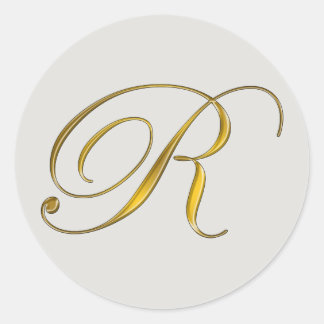 Adesivo de Selagem de Envelope R Monograma Dourado