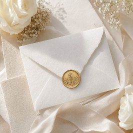 Adesivo de Selo de Cera Botânico Dourado Elegante