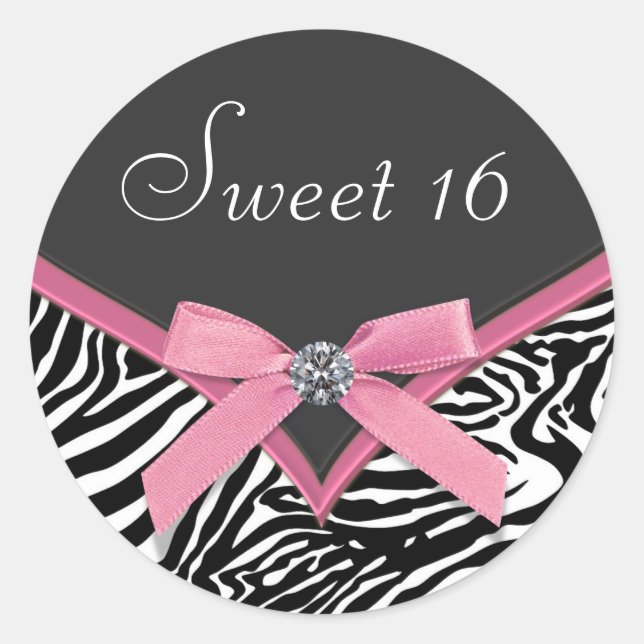 Adesivo de selo de envelope Pink Zebra (Frente)