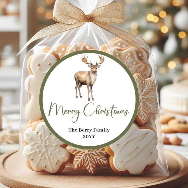 Adesivo de Selo de Natal Boho Terroso Nome da Famí (Boho Earthy Christmas Family Name Sticker Seal Tag

)