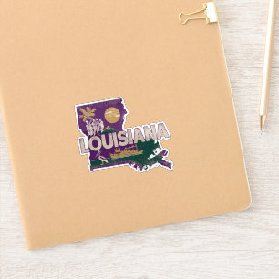 Adesivo de Silhueta Retro do Estado da Louisiana