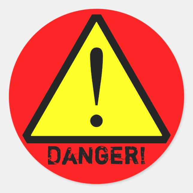 Adesivo de símbolos de aviso amarelo, vermelho e p (Frente)