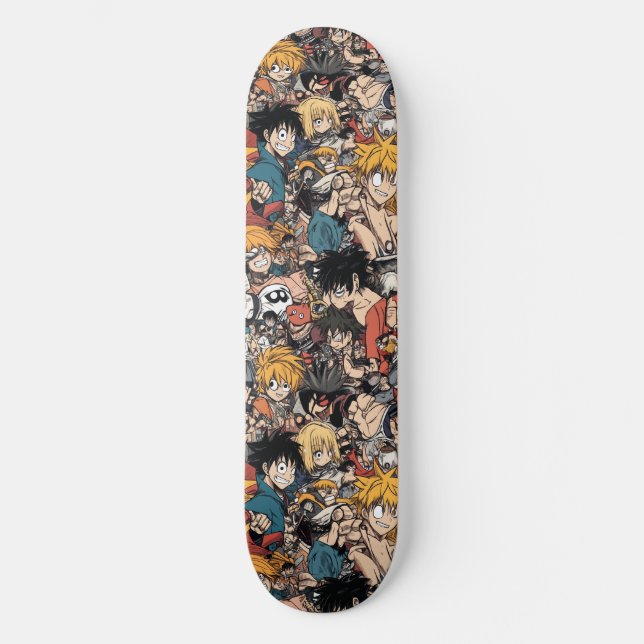 Adesivo de skate com padrão fofo de anime e mangá  (Frente)