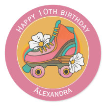 Adesivo de skate rosa fofo de 10º aniversário