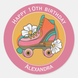 Adesivo de skate rosa fofo de 10º aniversário
