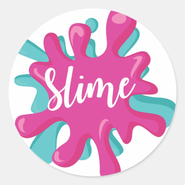 Adesivo de Slime rosa e azul turquesa festa de sli (Frente)