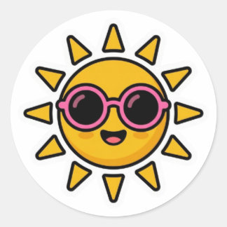 Adesivo de Sol Kawaii Fofo com Óculos de Sol Rosa