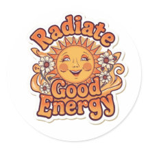 Adesivo de Sol Retro Irradia Boa Energia 
