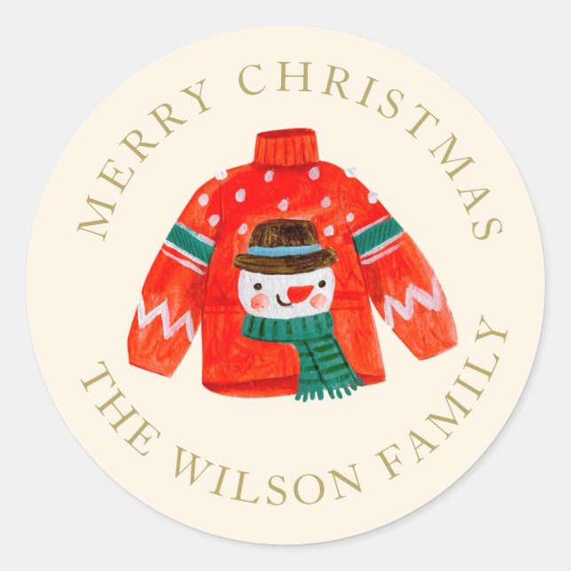 Adesivo de Suéter de Natal Feio | Personalizado (Frente)