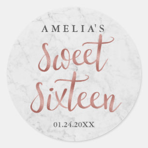 Adesivo de Sweet Sixteen de mármore branco com fal