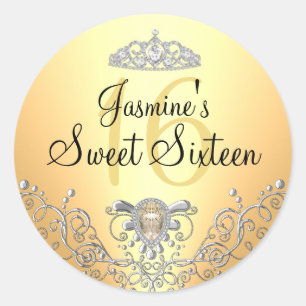 Adesivo de Sweet Sixteen Joia Brilhante Amarela & 