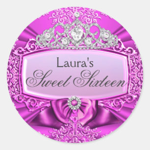 Adesivo de Sweet Sixteen Princesa Tiara & Damask