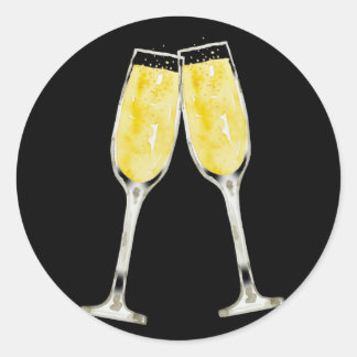 Adesivo de Taças de Champanhe Brindando aquarela