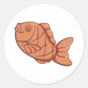 Adesivo de Taiyaki Japonês Waffle de Peixe Comida