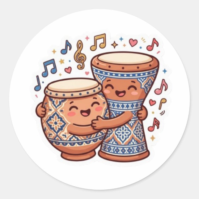 Adesivo de Tambores de Barro Tradicionais Marroqui (Frente)