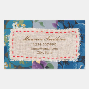 Adesivo de Tecido Floral (Azul)