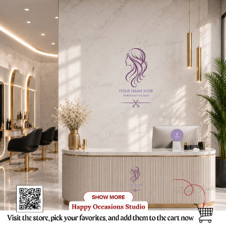 Adesivo de Tesoura de Estilista de Cabelo Roxo e B