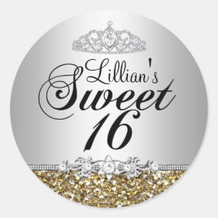 Adesivo de Tiara de Diamante e Brilho Dourado Swee