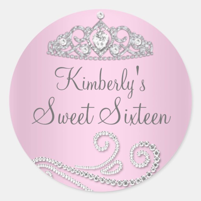Adesivo de Tiara de Diamante Sweet Sixteen (Frente)