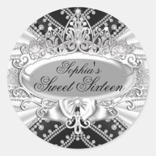 Adesivo de Tiara de Prata & Diamante Sweet Sixteen