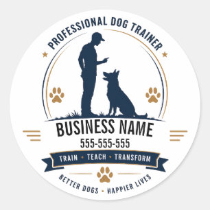 Adesivo de Treinador de Cão com Nome & Telefone Pe