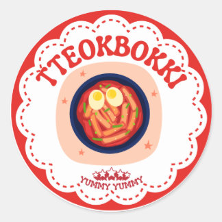 Adesivo de Tteokbokki Coreano | Etiqueta Redonda d