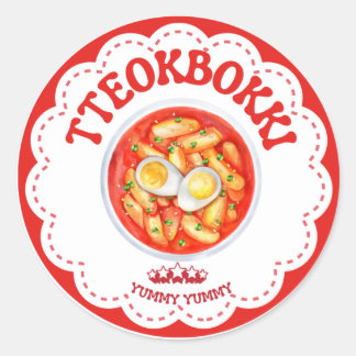 Adesivo de Tteokbokki Coreano | Etiqueta Redonda d