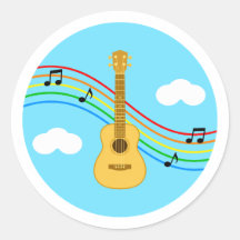 Adesivo de Ukulele Céu Arco-íris Música Crianças