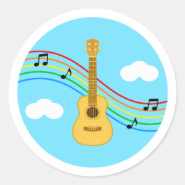 Adesivo de Ukulele Céu Arco-íris Música Crianças