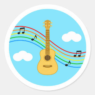 Adesivo de Ukulele Céu Arco-íris Música Crianças