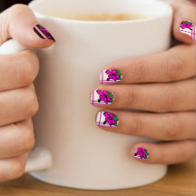 Arte Curta das Unhas do Hibiscus Cor-de-Rosa B&W