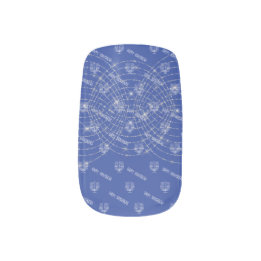 Adesivo De Unha Feliz Hanukkah, brilho azul claro