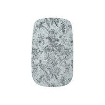 Padrão floral e de aves, vintage, art nouveau, chi