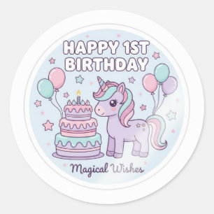adesivo de unicórnio de 1º aniversário