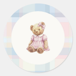 Adesivo de ursinho de pelúcia menina rosa