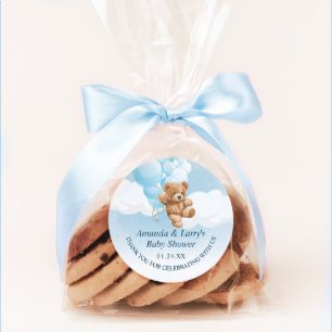 Adesivo de Urso de Pelúcia Azul com Balões