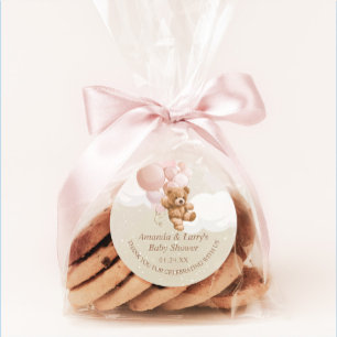 Adesivo de Urso de Pelúcia com Balões Rosa