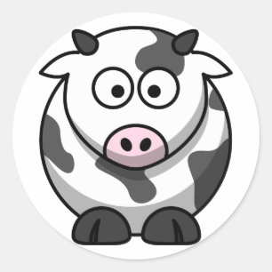Adesivo de Vaca de Desenho Animado (Redondo)