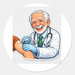 Adesivo de vacina de médico chibi