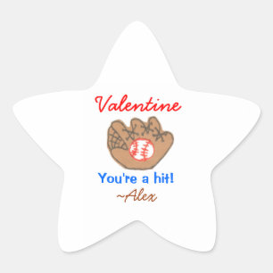Adesivo de valentine de beisebol - personalizado