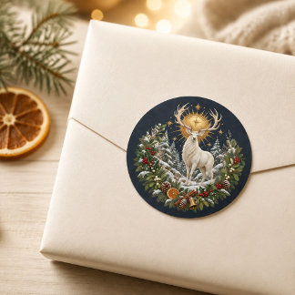 Adesivo de Veado Branco do Yule ao Luar
