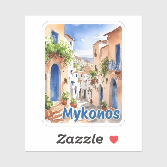 Adesivo de Viagem Mykonos Grécia (Folha)