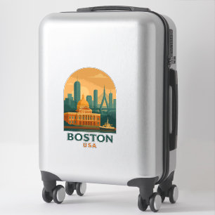 Adesivo de Viagem Vintage Boston – Arte Retro da C