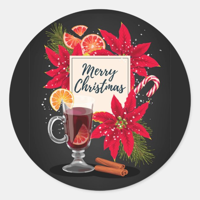 Adesivo de Vinho Quentão de Natal Feliz (Frente)