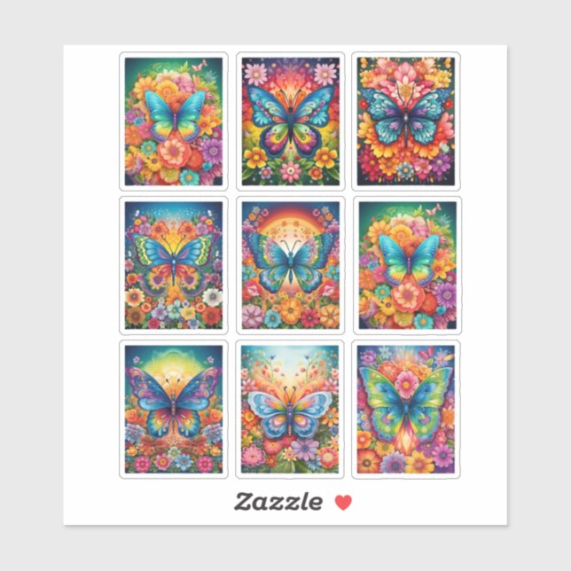 Adesivo de vinil Borboleta Arco-íris (Folha)