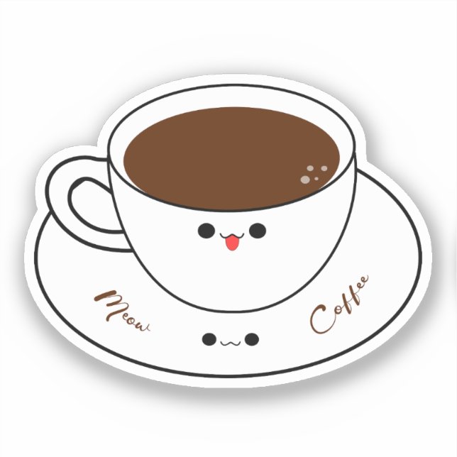 Adesivo de Vinil Café Meow Kawaii (Frente)